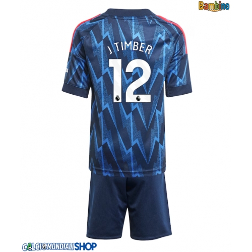 Maglie da calcio Arsenal Jurrien Timber #12 Seconda Maglia Bambino 2025-26 Manica Corta + Pantaloni corti)